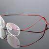 Anti Blue Light Titanium Alloy Framless Oval Myopia Glasses Women Rimless Prescription Lady Eyeglasses 0 -0.5 -0.75 To -6.0