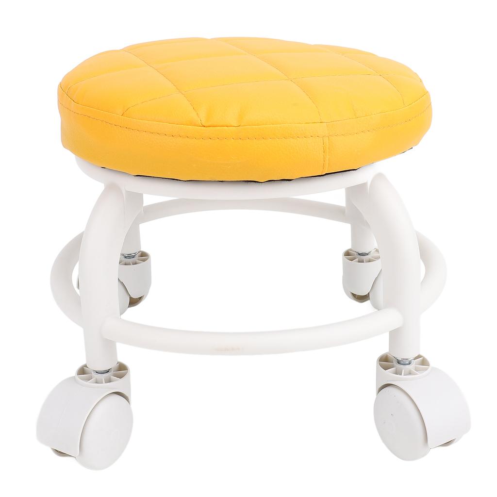 Tabouret bas pivotant en cuir PU avec roulettes silencieuses et siège à roulettes bas pour la maison