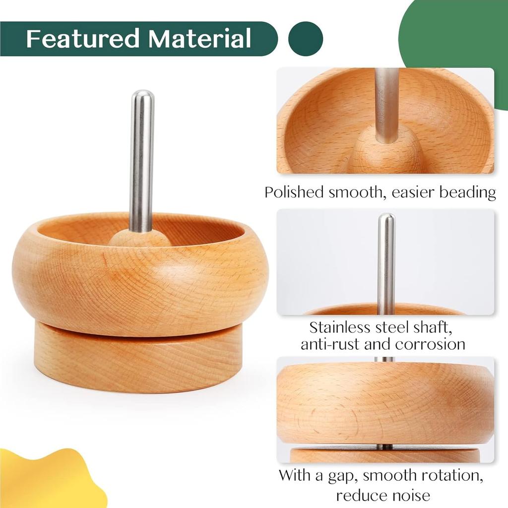 Bead Spinner for Jewelry Making, Effortless Rotating Wooden Clay Bead Spinner, Beading Supplies for Making Waist,Bracelets, Necklace