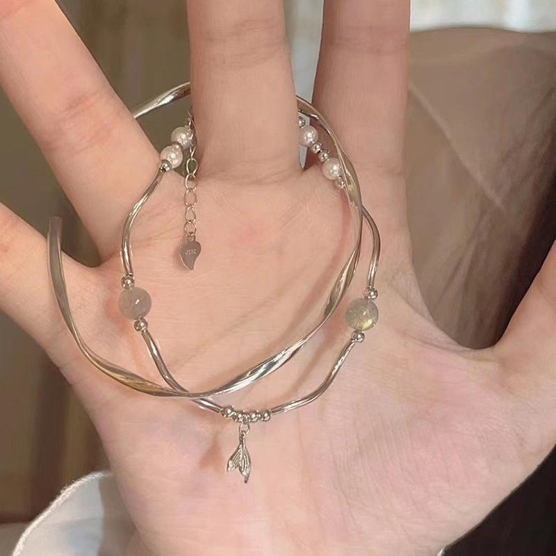 1Set Fishtail Bracelet Chain Twisted Cuff Bracelet Bangle Adjustable Bracelets