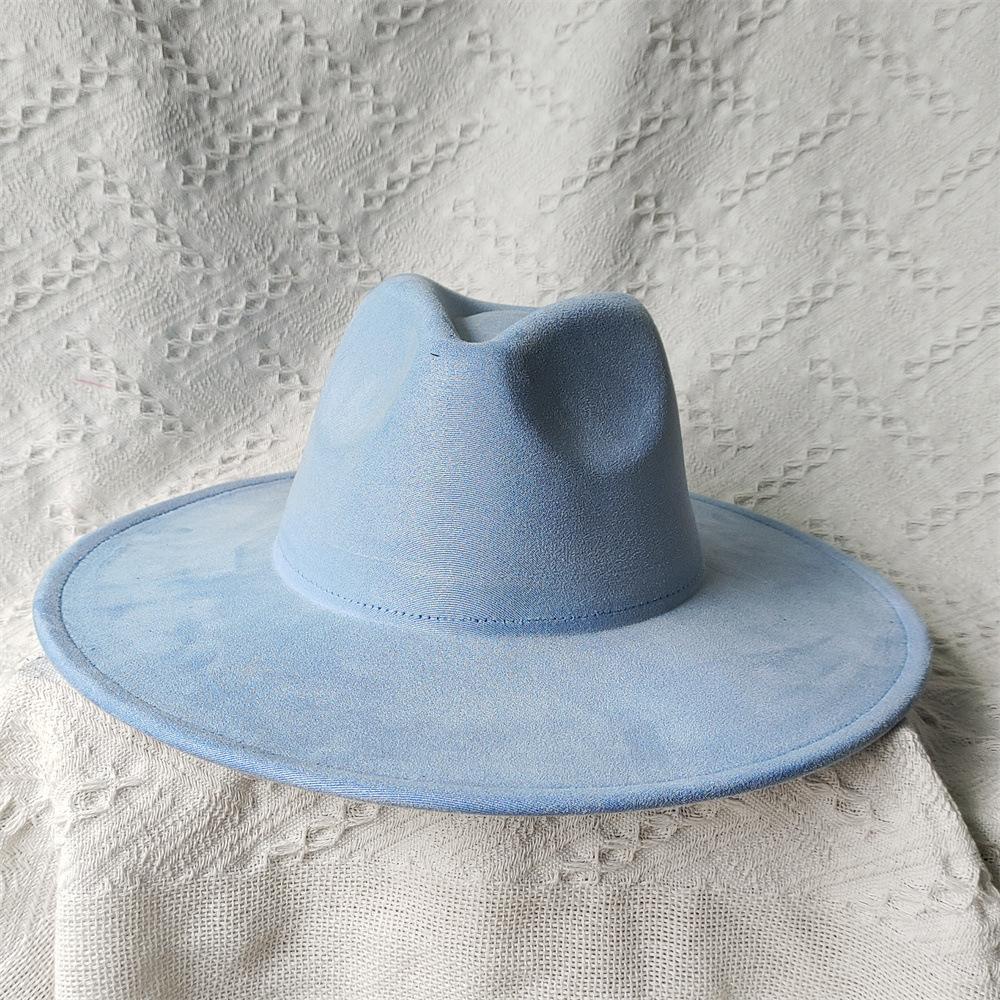 New Color Malachite Green Suede Top Hat Big Edge 9.5Cm Peach Heart Top Jazz Hat Simple And Fashionable