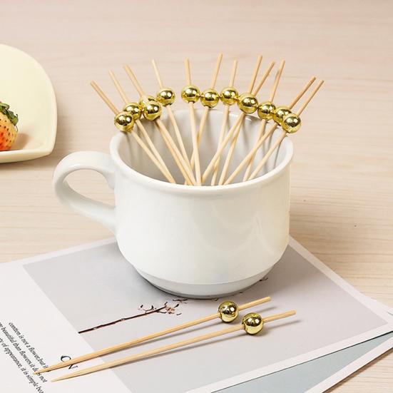 50/100Pcs Disposable Bamboo Sticks Premium Cocktail Forks Appetizers Natural Bamboo Skewers Cocktail Party Accessories