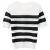 Sancai Women's Striped Knit Short Sleeve Sweater