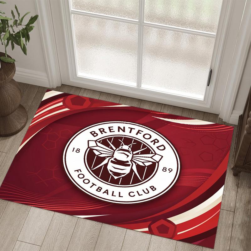 Brentford Football Design Crystal Velvet Carpet Cozy Non?Slip Printed Rug For Bedroom Living Room Entrance