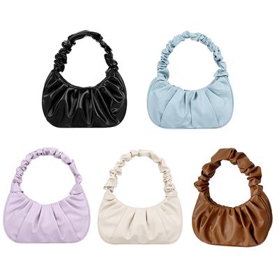 Versatile Pleated PU Leather Handbags Women Fashion Daily Shoulder Bags