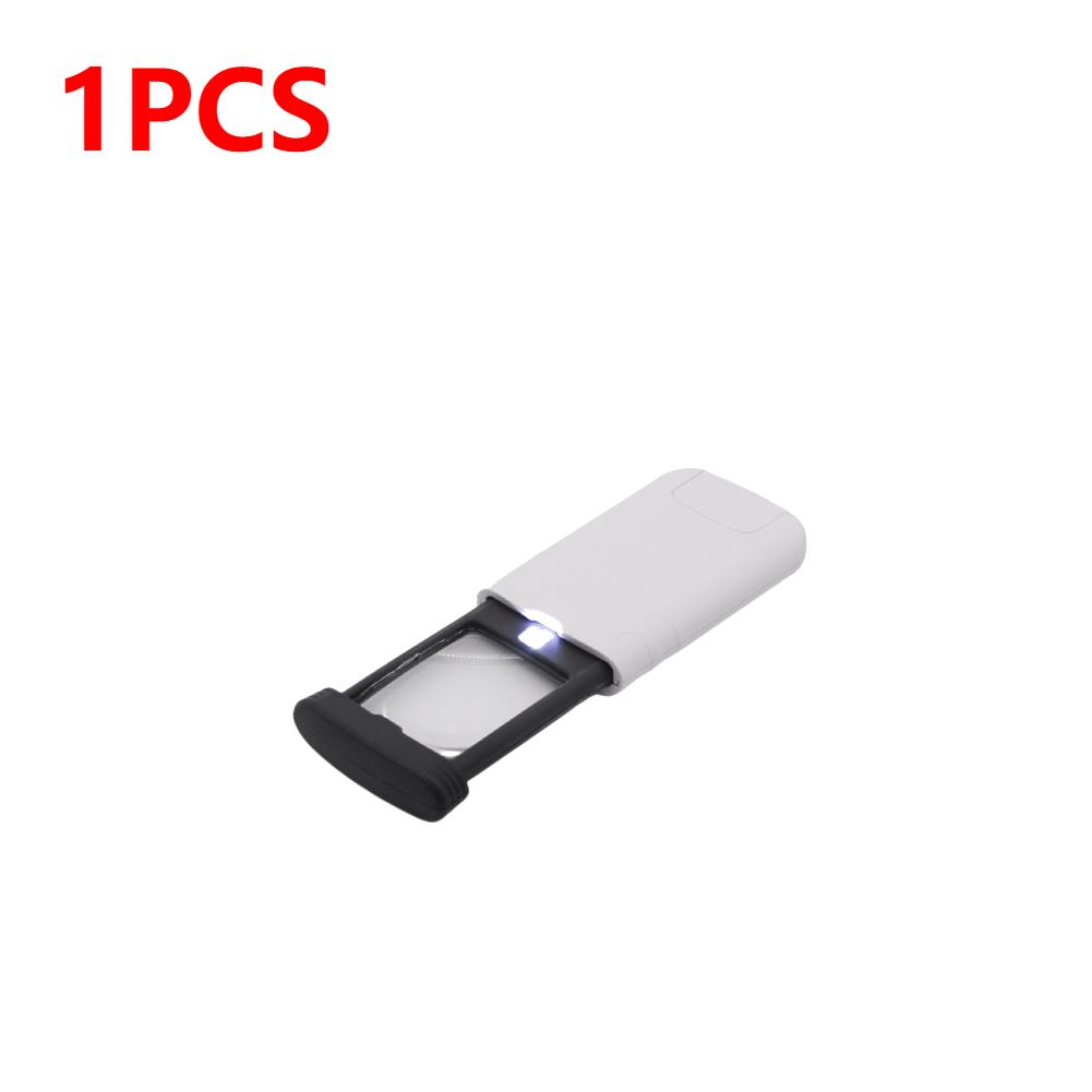Pocket Foldable Magnifier 4X Pull-Out Magnifying Glass Illuminated Magnifiers With LED Light for Reading Jeweler Identification
