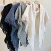 Solid Color Catkin Base Elegant Autumn and Winter Shawl- Soft Fringed Edge Large Scarf