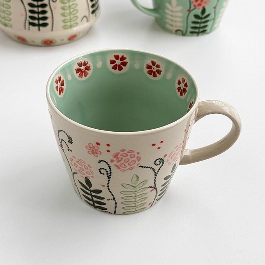 

French Vintage Heavy Floral Ceramic Vase Water Cup & Home Decor Multi-purpose Table Centerpiece Living Room Decor Vase