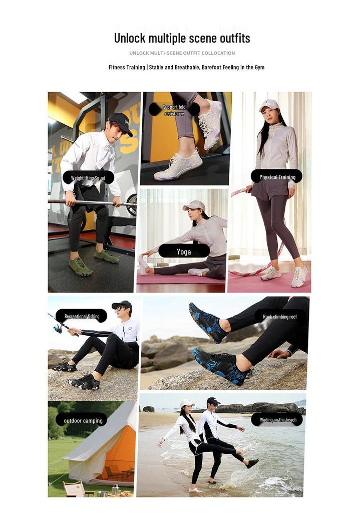 Cross-Border Quick-Dry Five-Finger Wading Shoes for Men & Women - Ideal for Beach, Swimming, Yoga, Fitness, and Snorkeling.