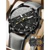 1pc Men's Fashion Casual Wristwatch, PU Leather Strap Quartz Watch,Waterproof Luminous Date Chronograph Design, Gift For Men