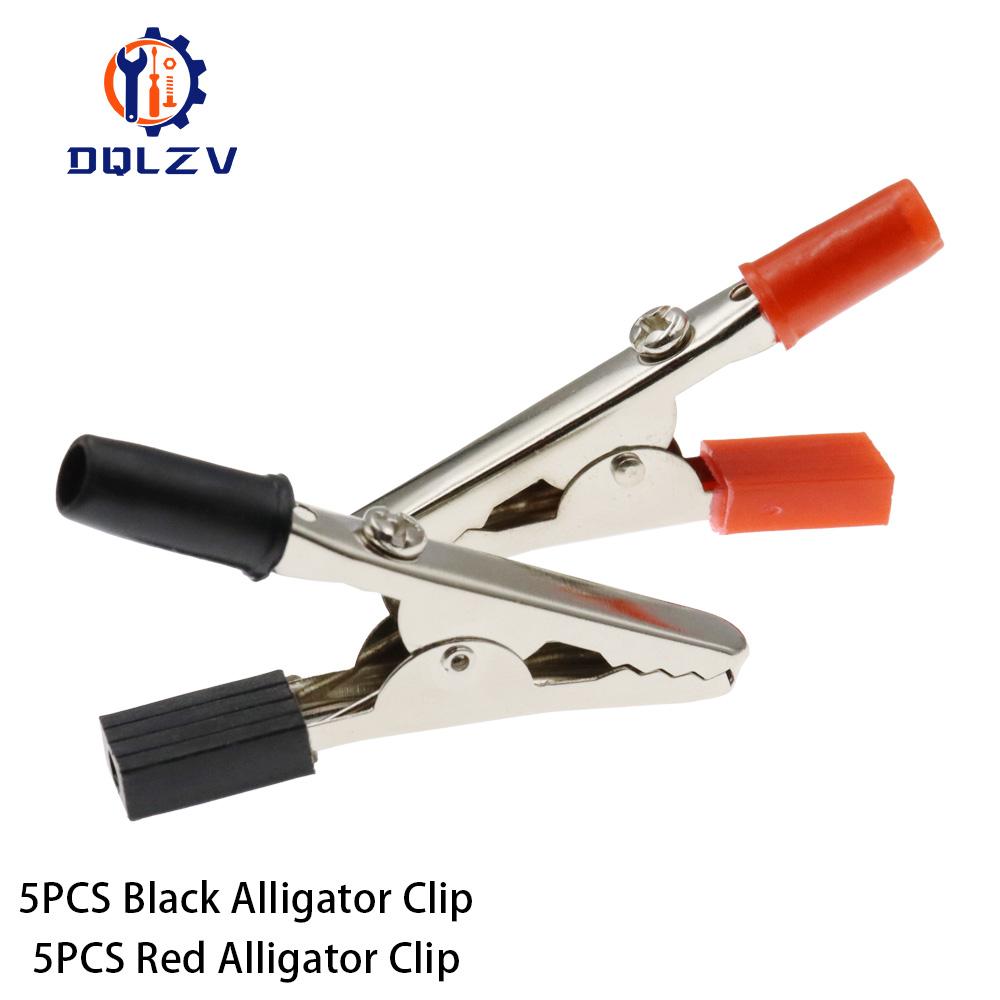 10PCS 50mm Plastic Handle Test Probe Metal Alligator Clips Connector Connect Socket Plug for Battery 4MM Banana Plug