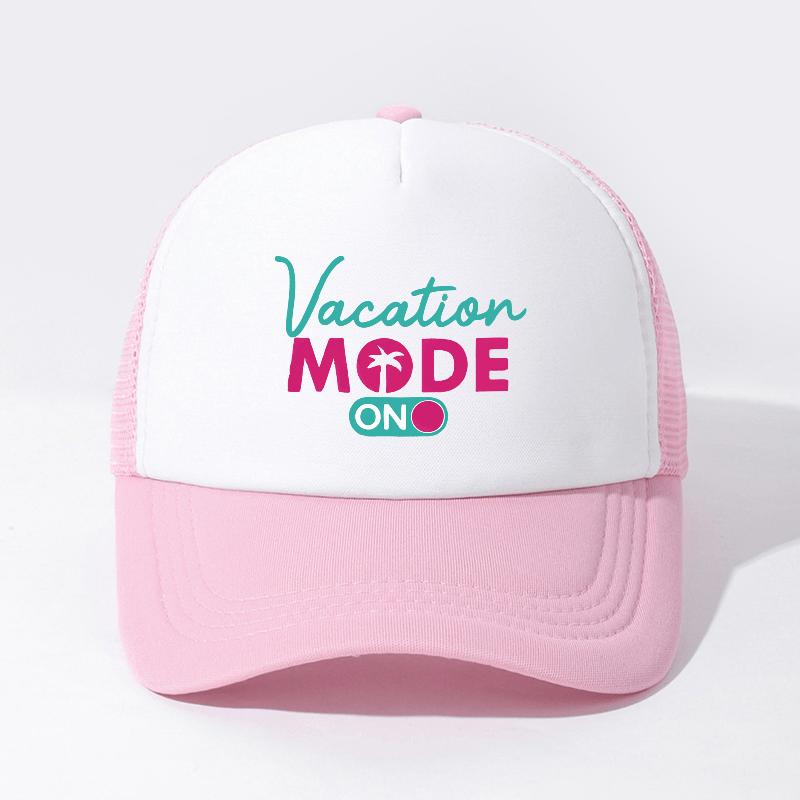 Vacation Mode On Trucker Hat Breathable Mesh Adjustable Snapback Cap Casual Outdoor Beachwear One Size