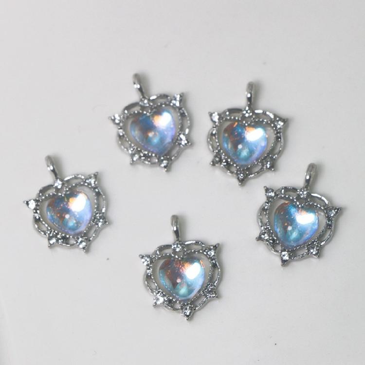 Love Heart Shape Crystal Pendant Loose Beads for DIY Jewelry Making Supplies