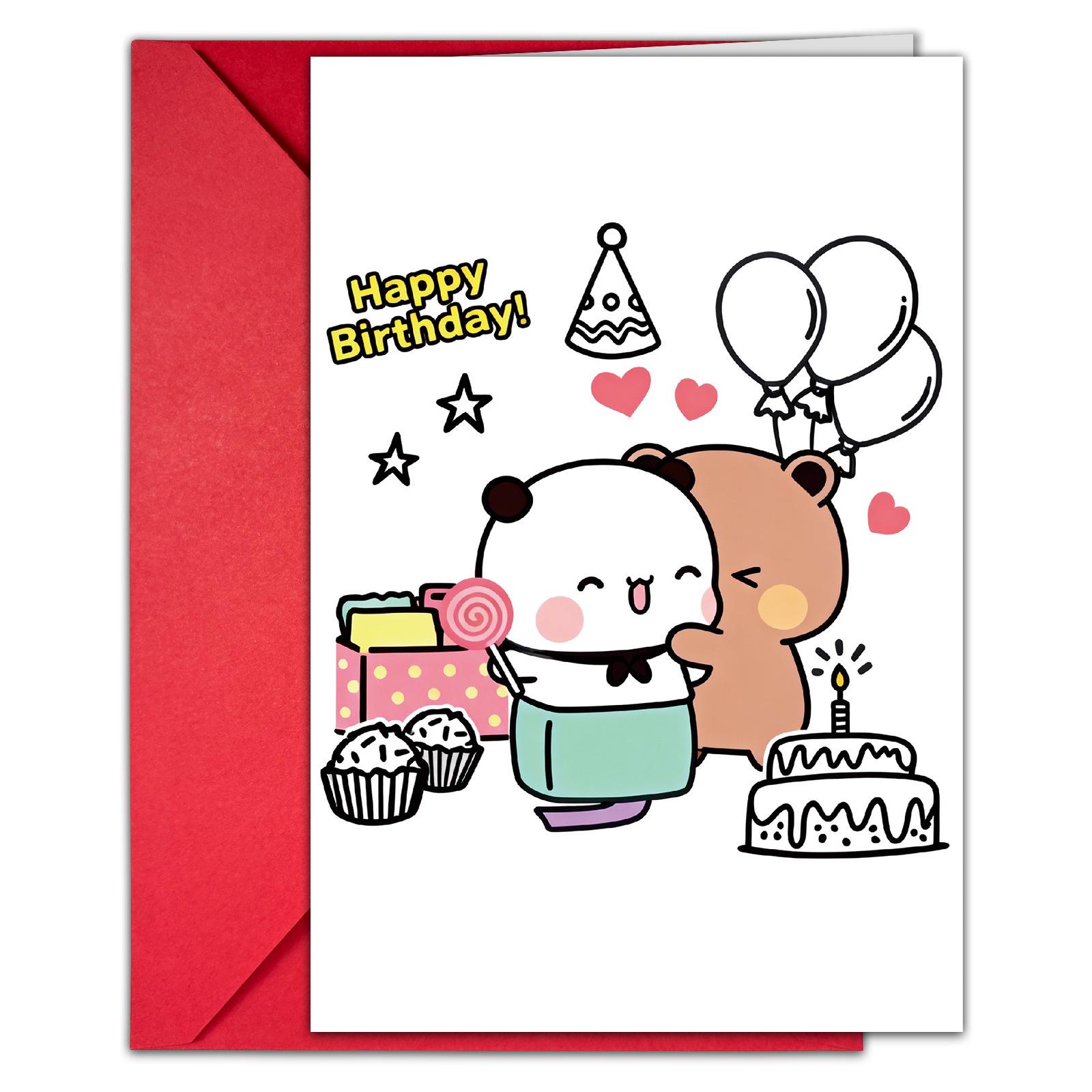 

1 Birthday Cute Illustration Greeting Card Envelope Set Fun Girlfriend Significant Other Birthday Greeting Cards 10 Sets Of Approval T020402200