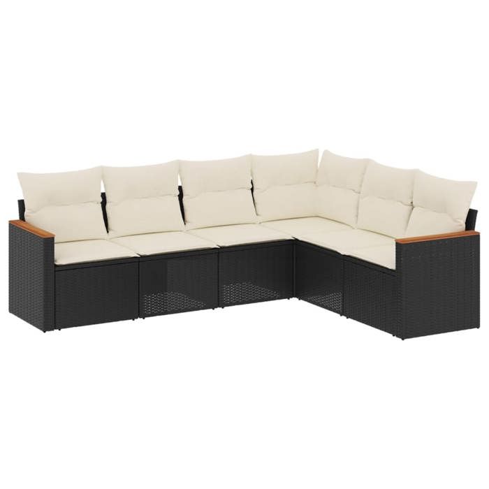 Salon de jardin - vidaXL - 6 pcs - Résine tressée - Coussins amovibles - Acier enduit de poudre