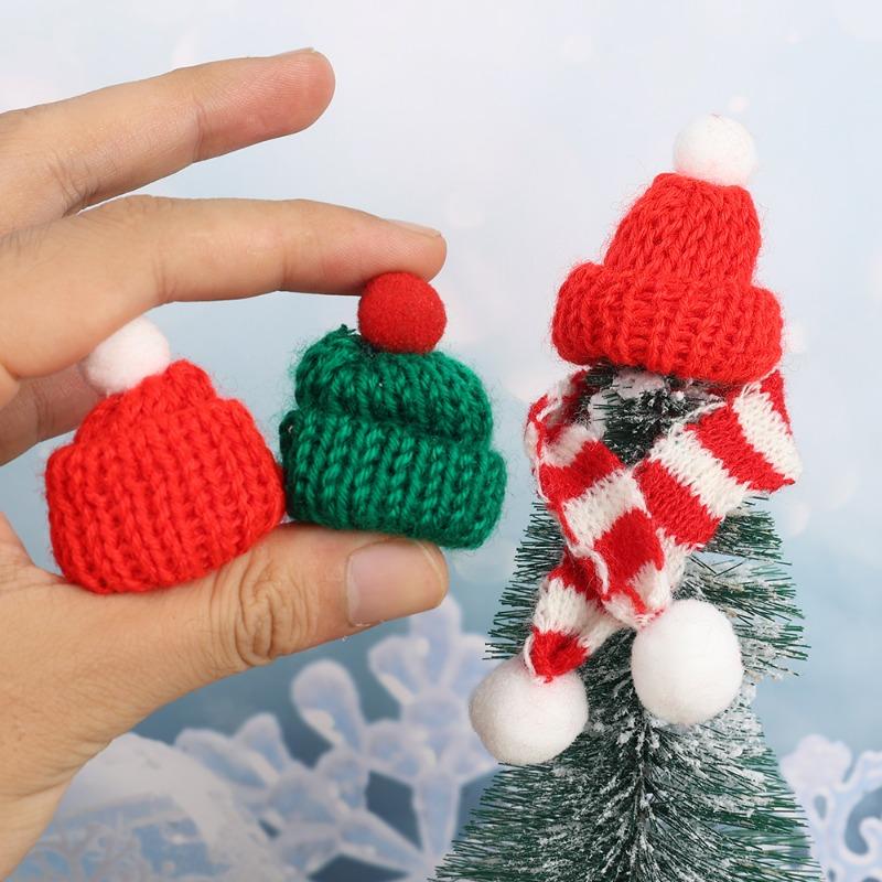 5/50Sets Mini Knitting Scarf Wine Bottle Decor Christmas Party Tabletop Dinner DIY Decorative Ornaments Mini Santa Hats Scarf