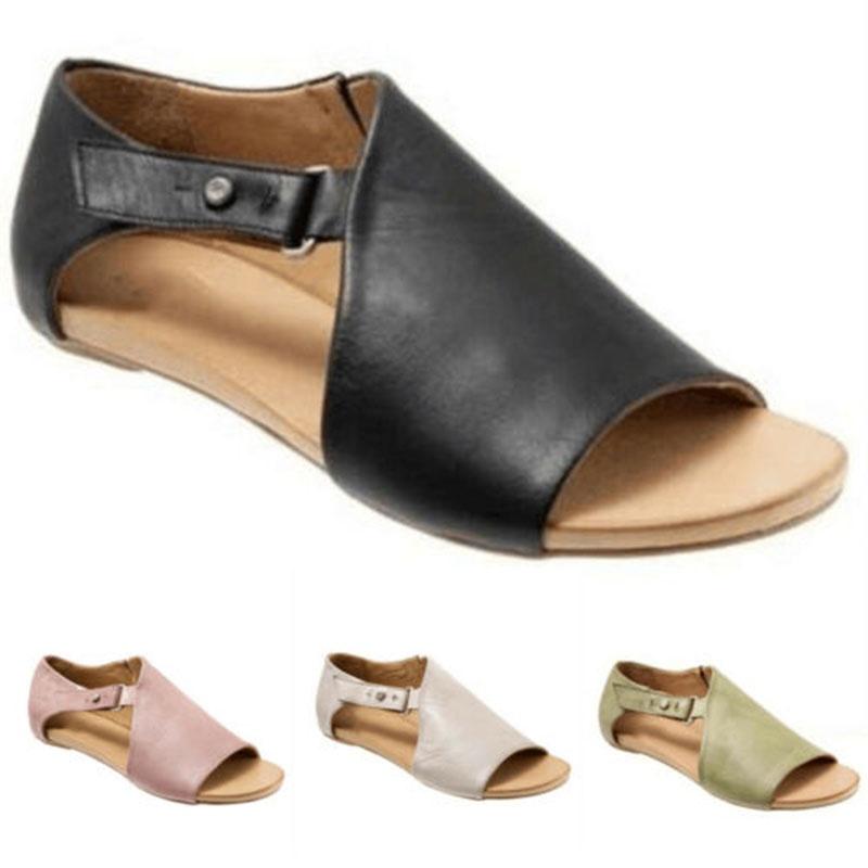 Fashion Women Gladiator Sandals For Summer Beach Open Toe Leather Shoes**