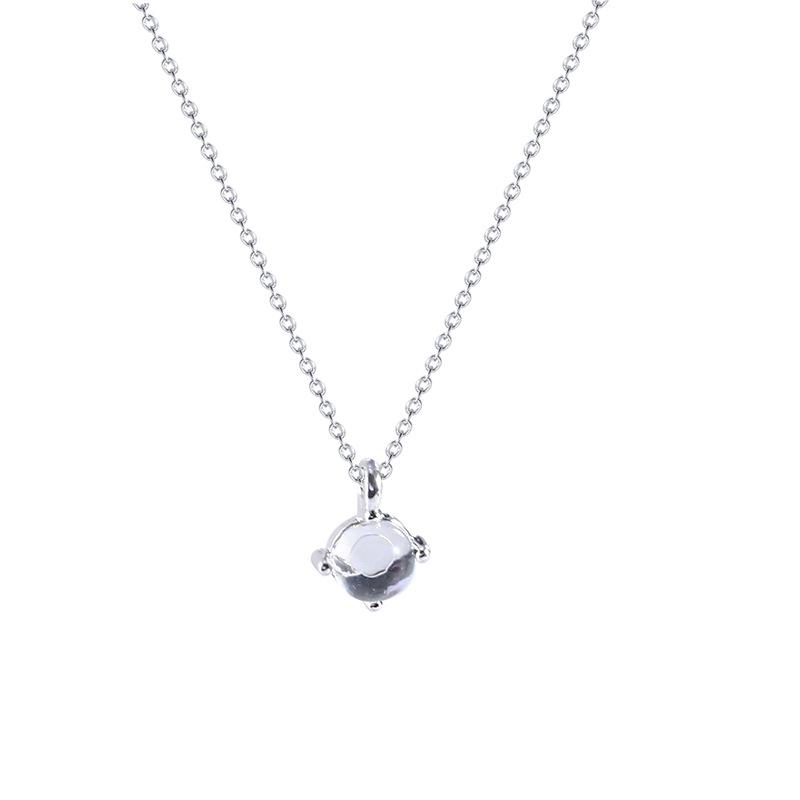 ins circle zircon necklace female design sense simple silver collarbone chain cold wind accessories