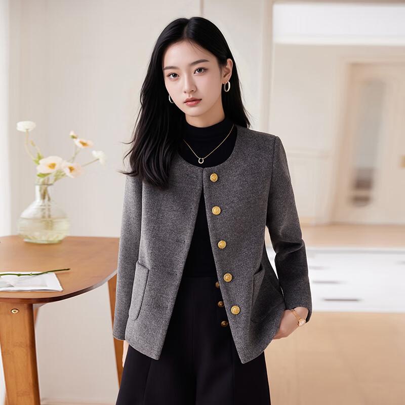 Женский элегантный серый твидовый блейзер 2XL