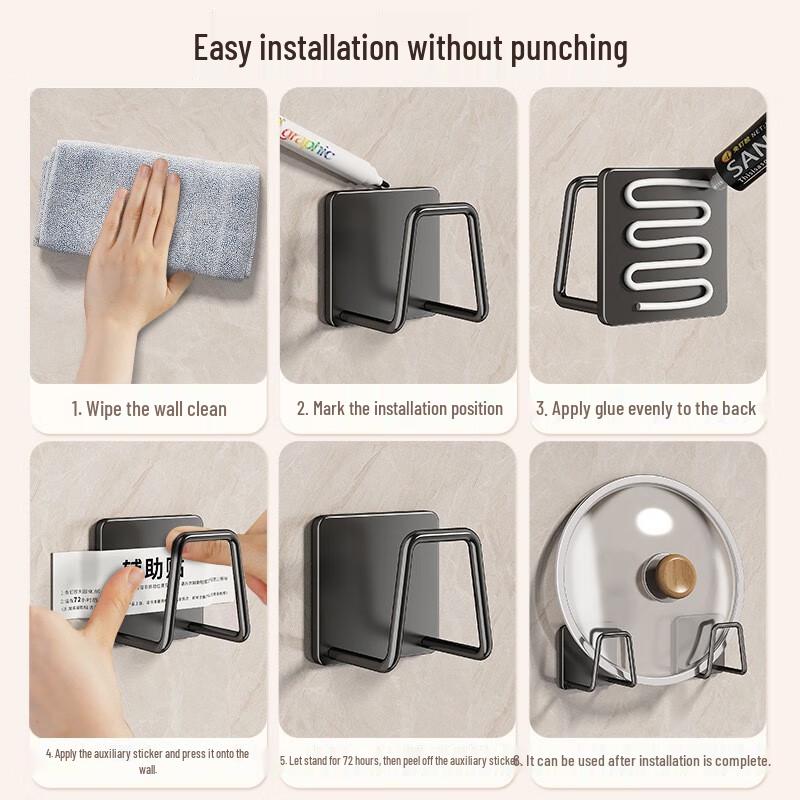 No-Drill Wall-Mounted Pot Lid & Cutting Board Holder