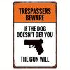 1pc Trespassers Beware Warning 8x12 Inch Aluminum Sign - Security Theme Wall Art for Property, Garage & Home Decor