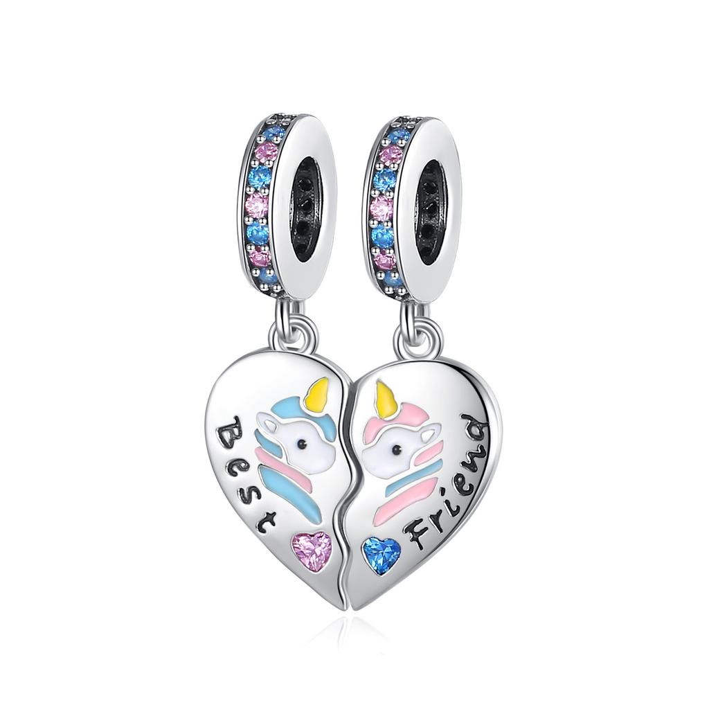 S925 Silver Fashion DIY Animal Heart Shaped Beaded Jewelry Accessories Popular Pendant Charms