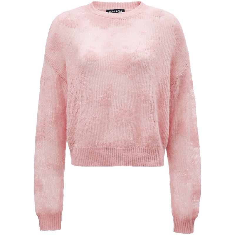 VEROMODA Women's 2024 Fall/Winter Loose-Fit Hollow Jacquard Round Neck Sweater