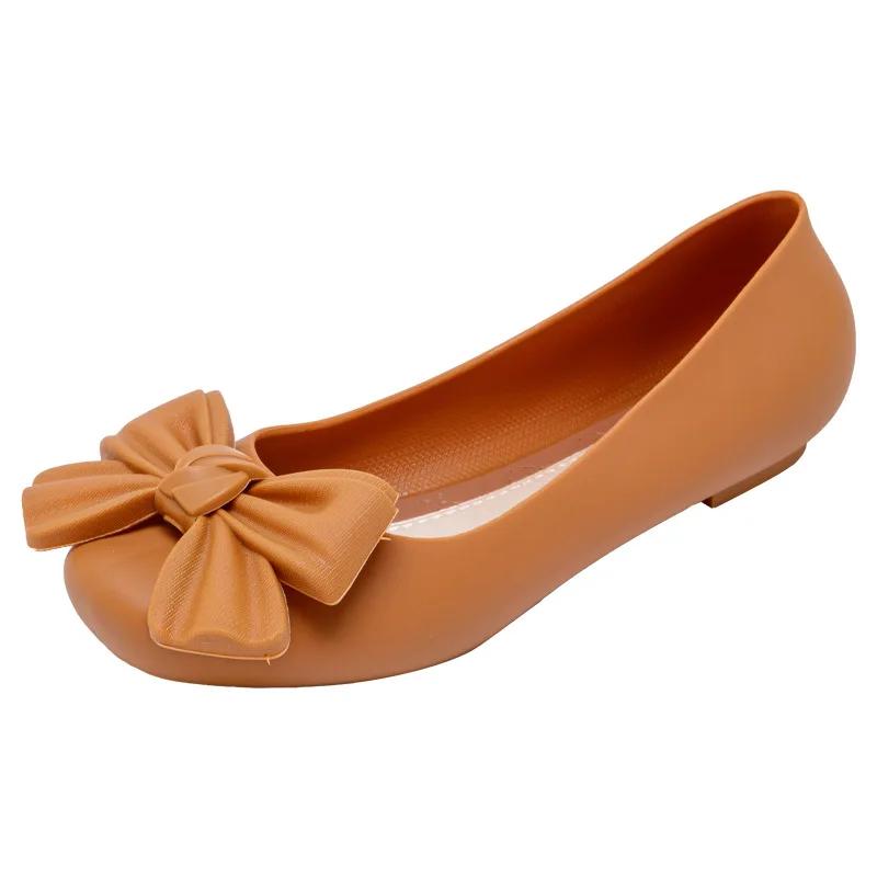 Fashion Fashion New Women's Comfortable Sandals Solid Color Bow Flat Shoes Summer Outer Wear Casual Bag Heel Flat Round Toe Sandals