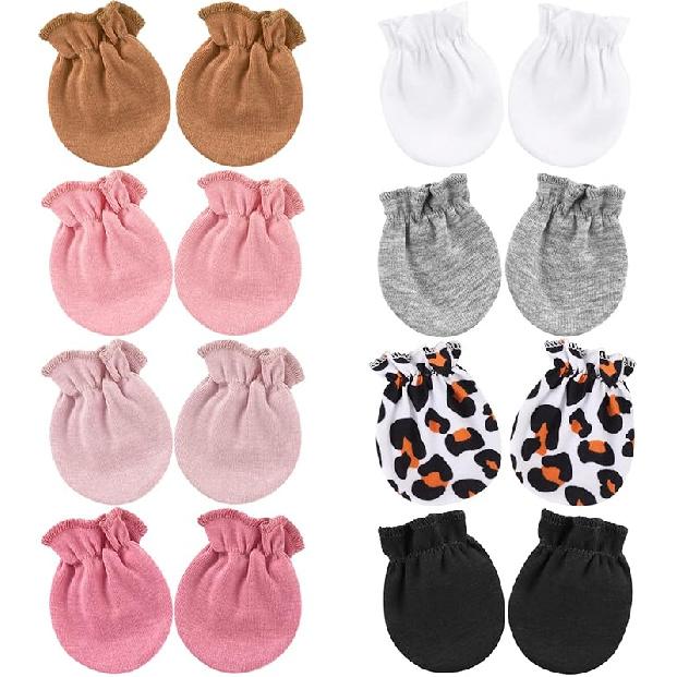 BQUBO Newborn Infant Toddler Mittens No Scratch Cotton Elastic Wrist Gloves Hypoallergenic for 0-6 Months Baby Boys Girls