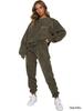 European & American Autumn/Winter Corduroy Solid Color Pullover with Foot-tie Pants Set