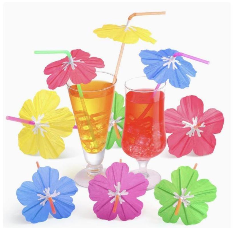 Wholesale Disposable Umbrella Straws Hawaiian Juice Cocktail Drinking Straw Wedding Birthday Party Color Tropical Decor Supplies