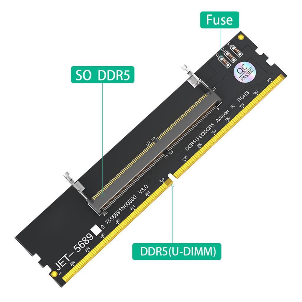 Scheda Adattatore DDR5 U-DIMM a SO DDR5 RVS Convertitore di Memoria Laptop-Desktop per Riparazione e Manutenzione Computer