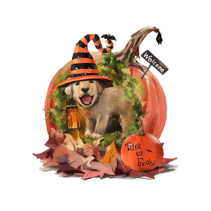 Kitten Puppy Pumpkin Halloween Sticker For Festive Home Decoration**