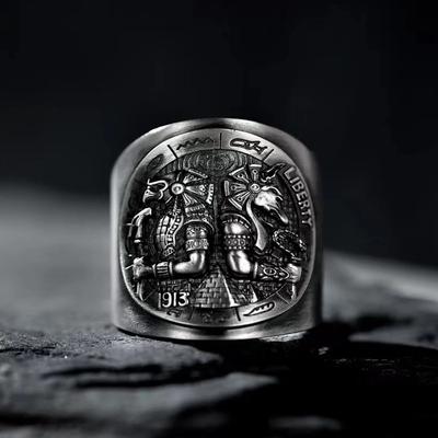 Starověký Egypt Thajské Stříbrné Otevřené Prsteny Vintage Mytologie Smrt Anubis Horus Prsteny pro Muže Totem Amulet Šperky Vánoční Dárek