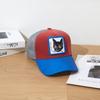 1PC Mesh Trucker Hat, Breathable, Embroidered Lucky Cat Patch, Color Block Streetwear