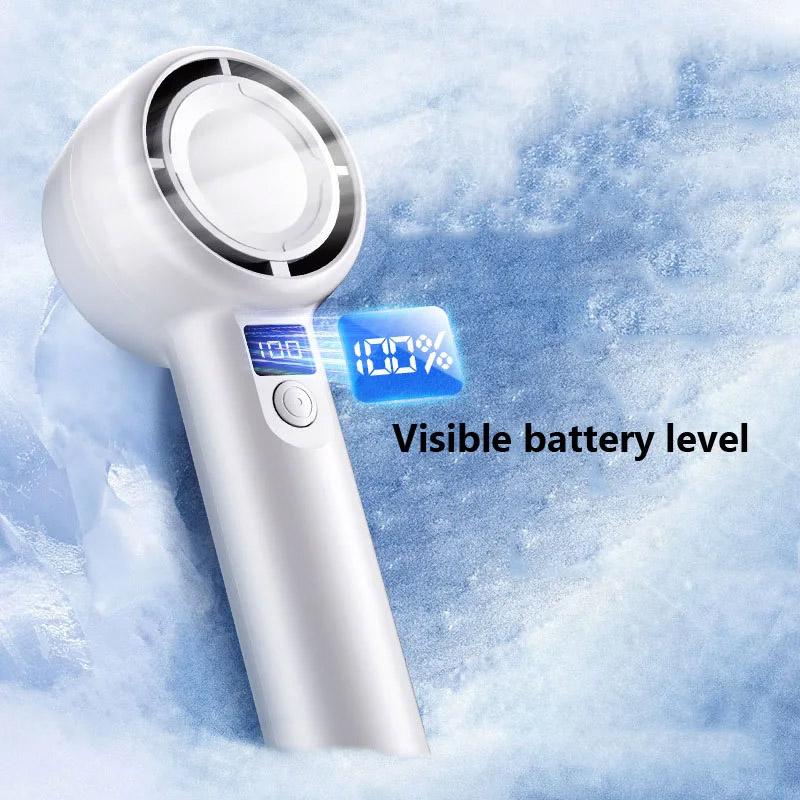 NEW Mini Handheld Fan USB Rechargeable Hand Fan Portable Low Noise Cooling Fan with Digital Display Five Wind Power Adjustable