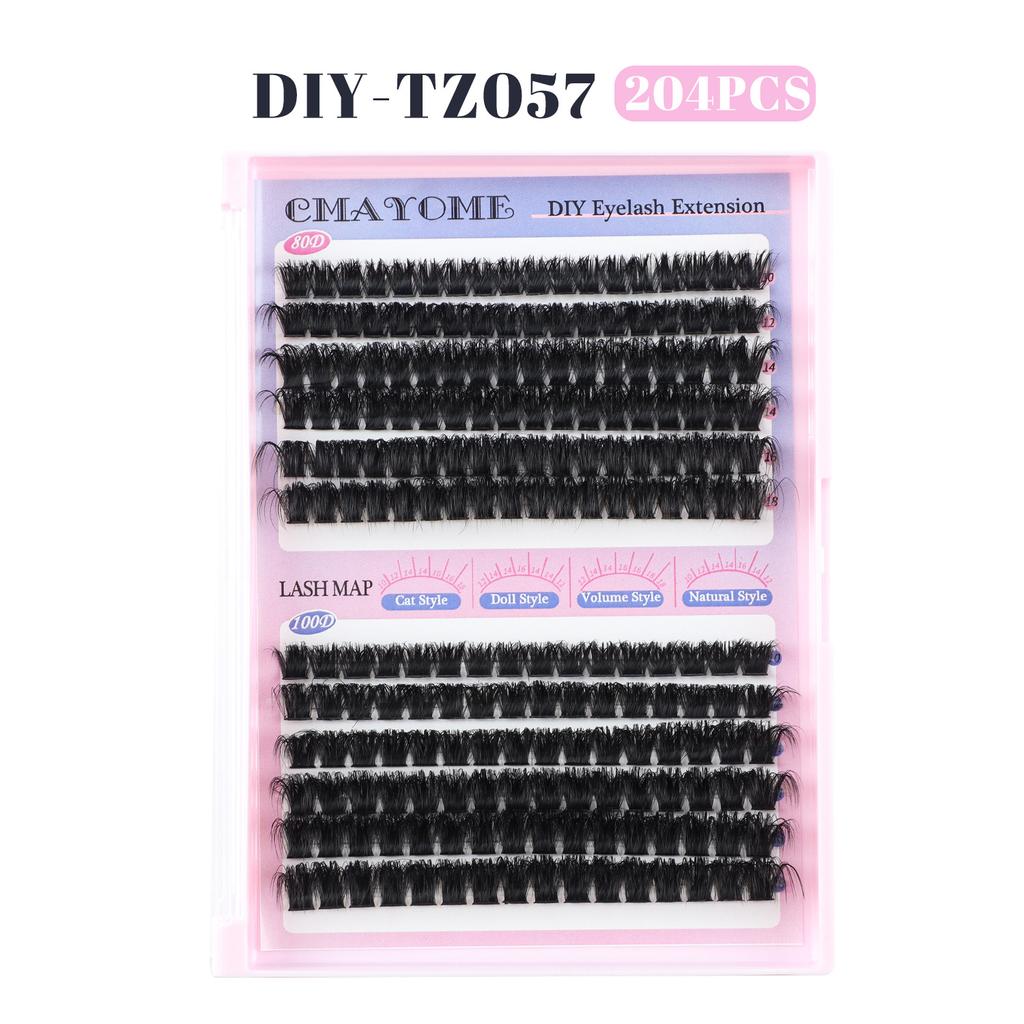 210 Clusters Of Thick 80D100D Single Cluster False Eyelash Set, Color Diy Segmented D-Curve Eyelashes