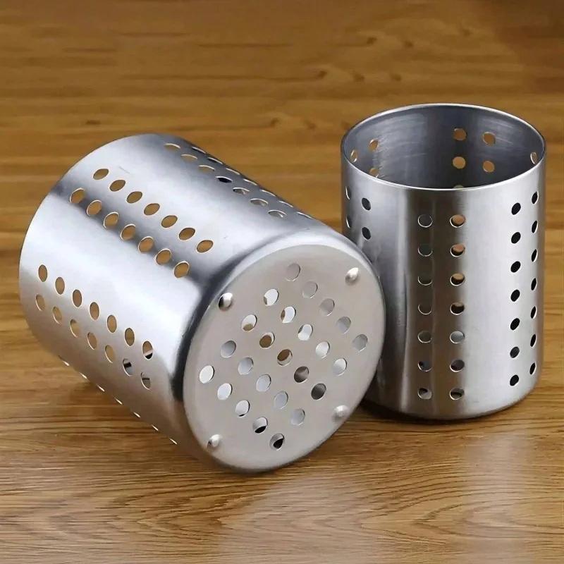 1Piece Steel Stainlesscylindrical Chopstick Cutlery Storage Box Suitable For Home Kitchens, Restaurants, And Dormitories