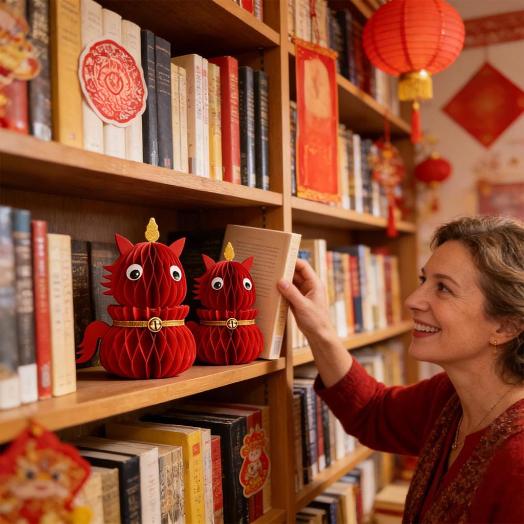 Chinese New Year Decorations Horse 2026 Chinese New Year Centerpiece 3D Paper Holiday Horse Decor For Party Desk Shelf Mantel