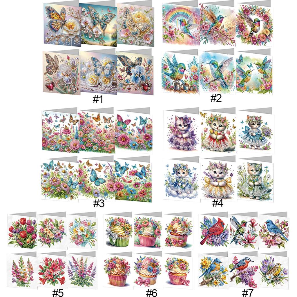 6pcs Diamond Art Cards DIY Diamond Painting Gift Card Diamond Painting Christmas Cards Arts Crafts for Birthday Thanksgiving Day