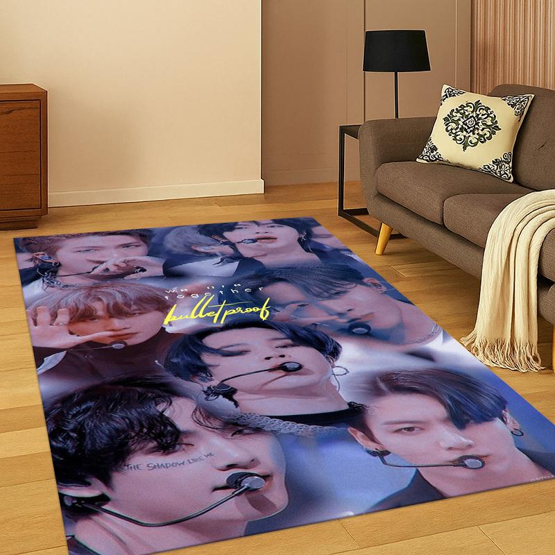 Fashion B-BTS Kpop Soft Area Rug for Bedroom Living Room Sofa,Non-Slip Carpet for Kids,Cozy Floor Mat Doormat Home Decor