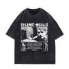 Game Silent Hill  Vintage Washed Tshirt Men Women Gothic Fashion T Shirts High Quality Cotton Oversized Tshirts Streetwear