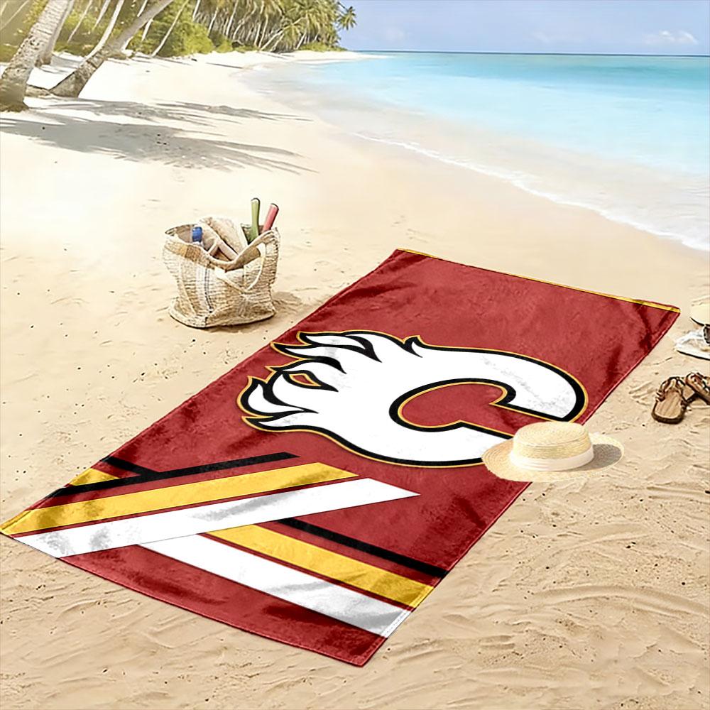Flaming "C" Logo with Red Background Patterned Beach Towel Quick Dry Perfect for Travel Outdoor Sports Jogging the Beach and Swimming