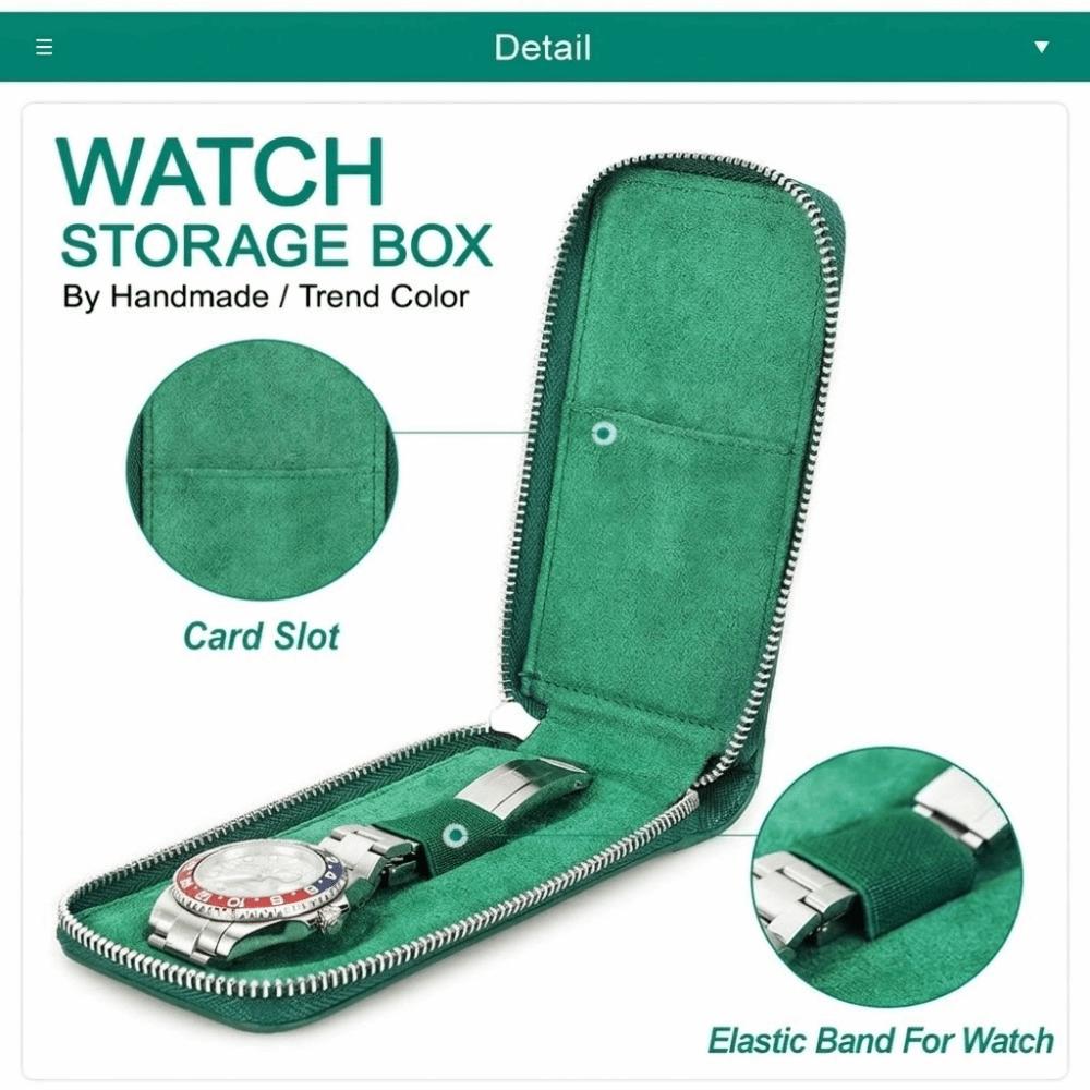 Vintage Leather Watch Box With Card Slot Single Slot Watch Case Wrist Watch Boxes Travel Storage