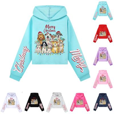 Kinder Freizeitmode Weihnachten Bedrucktes Langarm Kapuzensweatshirt (Kein Kordelzug)