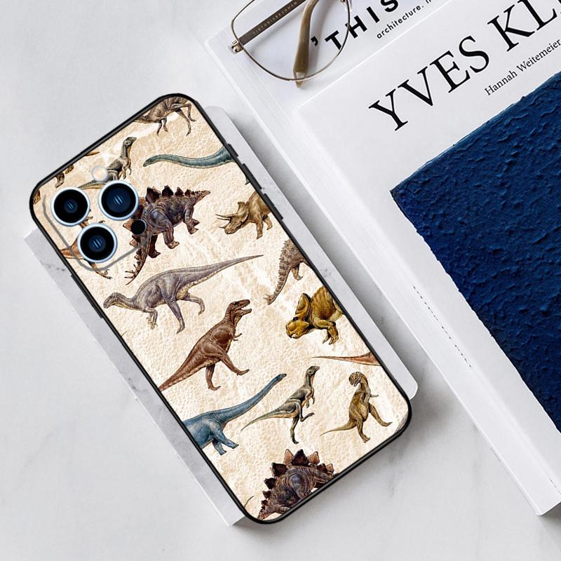 Dinosaur Pattern Case For iPhone 17 Air 14 13 12 11 15 16 Pro Max Mini 15 16 Plus 16e Funda Silicone Cover