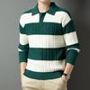 Men's Pullover Sweater Fashion Thick Warm Striped Pullovers Men Business Casual Knitwear