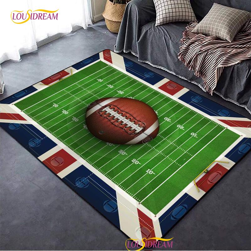 Personalisierter American Football Court Teppich, Teppich für Wohnzimmer Schlafzimmer Dekoration, Kinder Küche Badezimmer Rutschfeste Bodenmatte Alfombra