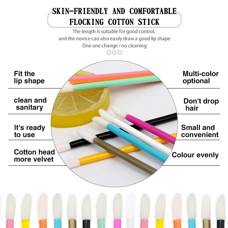 50 Pcs Disposable Lip Gloss Stick Applicator Lipstick Wands Set Cosmetic Tools Lip Brush Makeup Tools Hollow Lip Wands Nylon