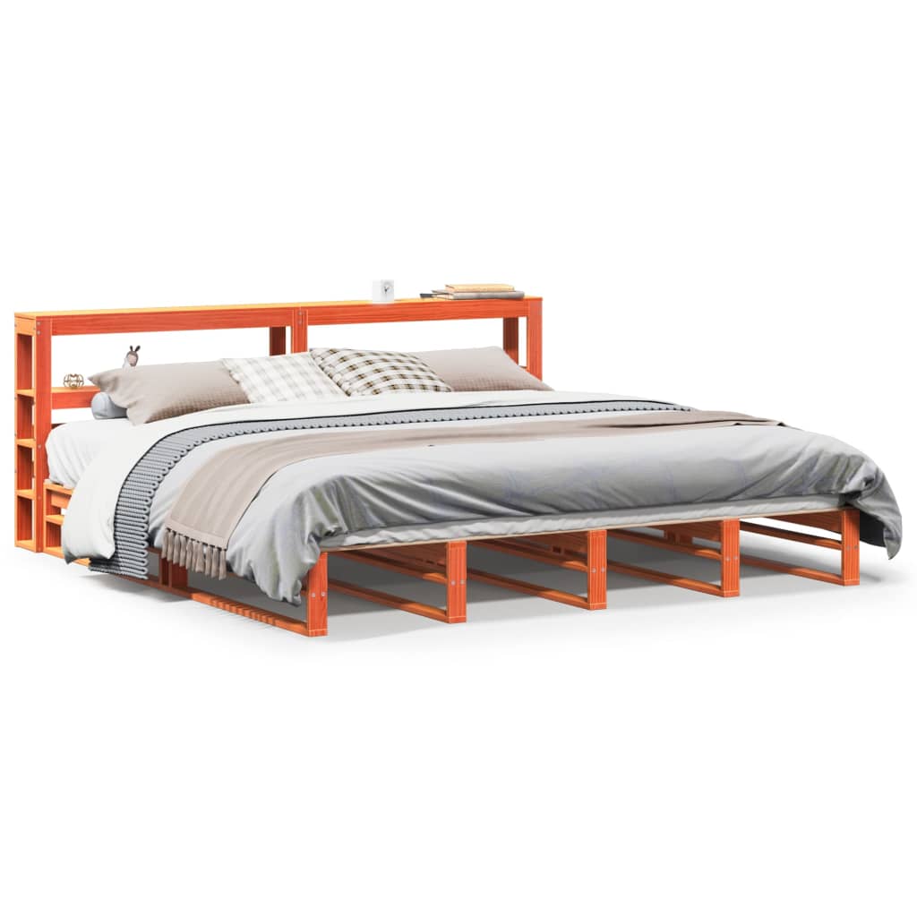 Solid Wood Bed without Mattress Wax Brown 200x200 cm Pine Wood